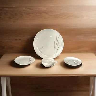 MCM 60’s 4Pc. Platinum Wheat Fine China Set In Original Box - Image 1 of 4