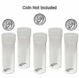 Round Dime Coin Tubes 18mm by BCW 5 pack - Picture 1 of 3