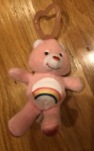 2005 CARE BEARS BURGER KING CHEER BEAR PLUSH BACKPACK CLIP - Picture 1 of 4