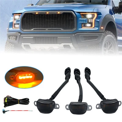 Luces LED de parrilla delantera ahumadas 3 piezas para Ford F-150 F250 F350 Raptor 2004-2019 Foto 1 de 4