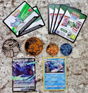 12pc Pokemon Bundle: 2 Pokecards, 6 Rewards Cards, 4 Holo Coins - Picture 1 of 16