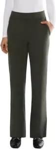 Matty M Women's Pull On Straight Leg Office Pants, Dark Olive, S* - Picture 1 of 7