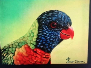 Art Original Oil painting Beautiful parrot by Sunlover - Picture 1 of 1