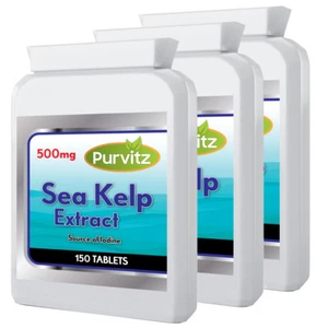 Algas Kelp 500mg una Al Día Tabletas 450 Tabletas Tiróide Soporte Purvitz GB - Imagen 1 de 1