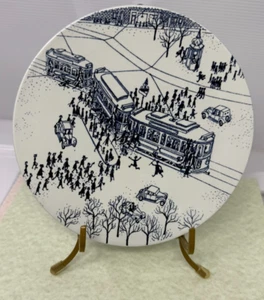 Vtg Nymolle Denmark 8" plate Copenhagen Street Car HOYRUP artist Mid 20th - Picture 1 of 9