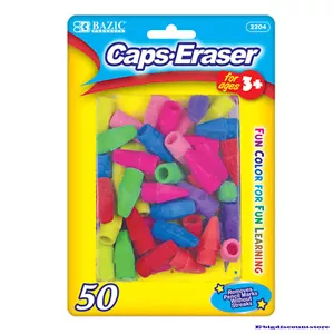 Bazic Caps Radierer verschiedene Farben, 50 pro Packung Spaß Farbe für Spaß Lernen NEU - Bild 1 von 1