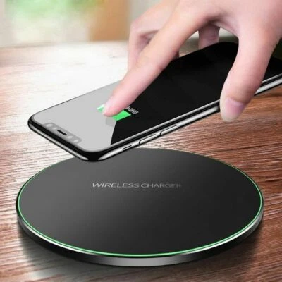 FAST Qi 10W WIRELESS PHONE CHARGER FOR iPHONE X 8 PLUS XR XS SAMSUNG S8 S9 PLUS - Image 1 of 4