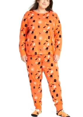 Womens HYDE & EEK cotton knit Halloween pajamas 3X 3XL NWT orange pjs ghost cat - Image 1 of 4