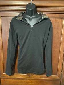 Mossy Oak Men’s Performance 1/4 Zip Hunting Fleece Pullover Black- Size L - Picture 1 of 4