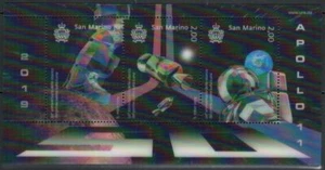 San Marino 2019 50th anniversary Moon Landing 3D Lenticular Unique Sheet - Imagen 1 de 3
