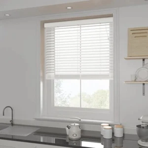 PVC VENETIAN WINDOW BLINDS EASY FIT TRIMABLE HOME OFFICE BLIND CURTAIN WHITE - Picture 1 of 21