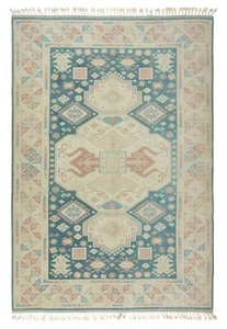6.4x9 Ft One of a Kind Vintage Handmade Turkish Rug with Soft Colors - Picture 1 of 5