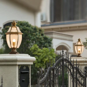 Outdoor Pillar Lights Garden Gate Post Lamp Glass Pillar Light Bar Post Lighting - Picture 1 of 8