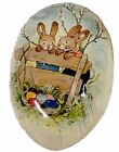 Vintage Easter Nestler Paper Mache Egg Candy Holder Bunny Rabbit Germany *Read*