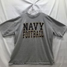VTG NAVY Football T-Shirt Men’s 3XL Single Stitch Made USA Gray Short Sleeve