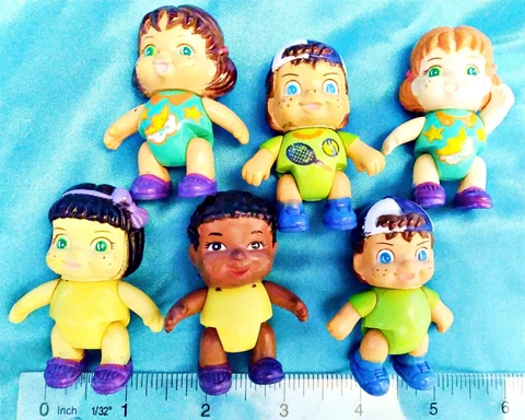 Lot of 6 - RARE 1991 New Ray Novelty Articulated Figures 3 Girls & 3 Boys 2 1/4" Cover