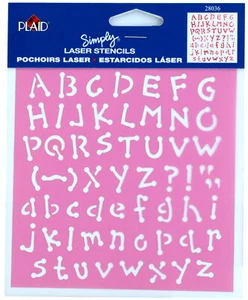 Karo 5 7/8" x 5" Dekorative Laser Schablone Alphabet Buchstaben Design 28036 Rosa - Bild 1 von 1