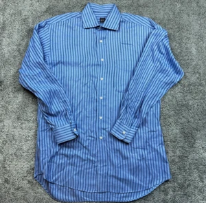 Ike Behar Button Down Shirt 16 33 Blue Stripe Dress Shirt - Picture 1 of 15