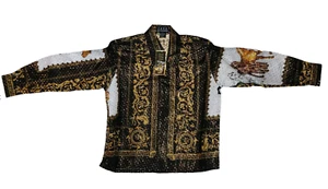 ZAVA BOYS SILK METALLIC HORSES SHIRT BLACK GOLD WHITE MARIACHI COWBOY - Picture 1 of 3