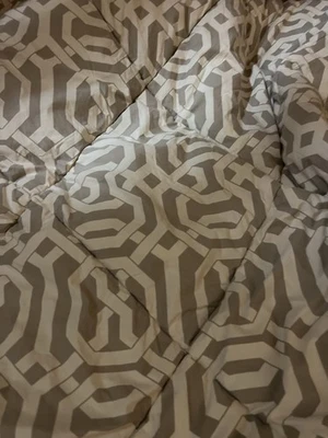 Edredón Pottery Barn bronceado geométrico estampado marroquí tamaño completo 2 fundas Foto 1 de 4