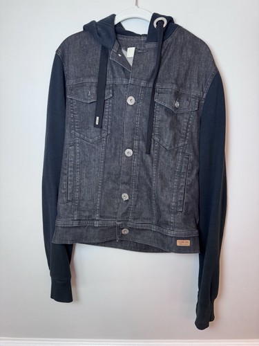 Moschino Jeans giacca nera denim con cappuccio taglia 34 taglia US 4 6 small