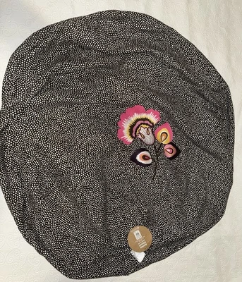 Pottery Barn Teen Large Bean Bag Cover Only Brown W/ White Dots & Embroidery - Image 1 of 3