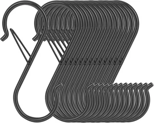 14 Pack S Hooks Heavy Duty S for Hanging with Locking Latches Pan Black - Picture 1 of 7