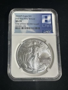 2024(P) Silver Eagle Star Privy - NGC MS70 One of First 50,000 8th Era Label - Picture 1 of 2