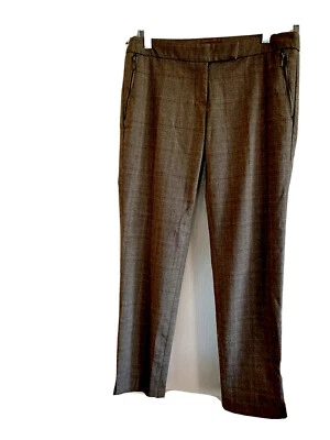 SAVILE ROW CO LONDON PANTALONI PANTALONI PANTALONI MARRONI PLAID DONNA TG 8 elasticizzati accademia - Immagine 1 di 4