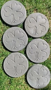 6 x Charcoal Round Concrete Garden Stepping Stones 23cm / 9Inch | Shamrock - Picture 1 of 7