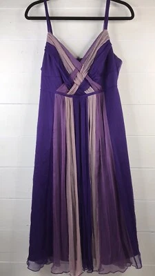 Signature Robbie Bee Purple Woven Womens Sz 14 Tieback Vtg 90s Y2K Core - Image 1 of 4