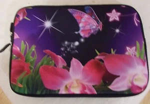 Laptop bag sleeve case 7" for mini laptop with pattern butterflies and flowers - Picture 1 of 1