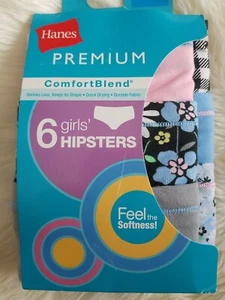 Hanes Premium Girls' ComfortBlend 6 Pack Hipsters - Size 14 - Picture 1 of 4