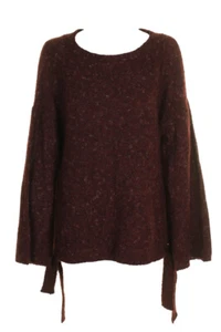 Max Studio London Wine Marled Side-Tie Crew Neck Sweater S - Picture 1 of 3