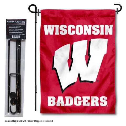 Wisconsin Badgers Motion W Garden Flag and Yard Stand Included Cover