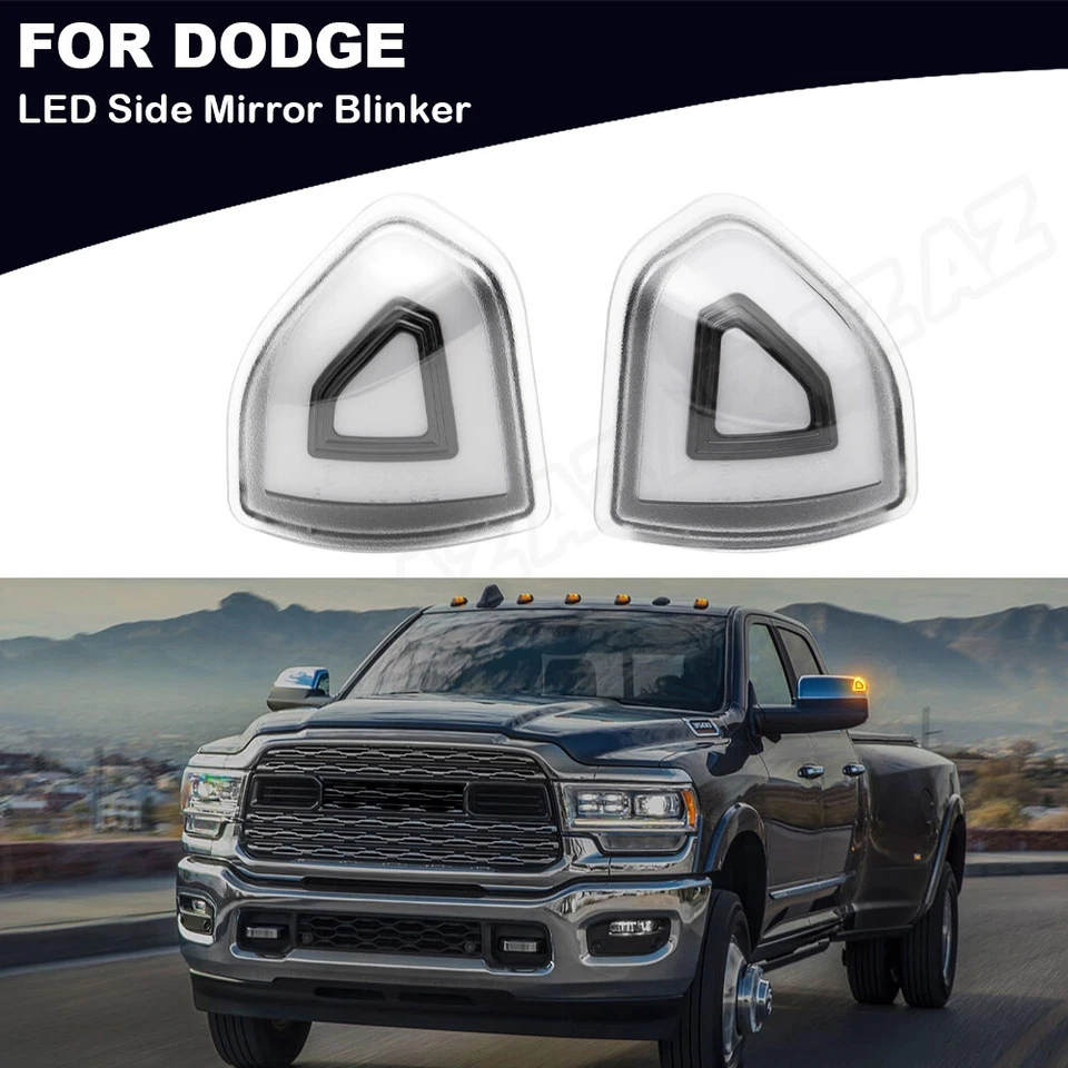 Espejo retrovisor lateral LED ámbar + blanco luz de señal de giro transparente para Dodge Ram 1500 2500 3500 Foto 1 de 4
