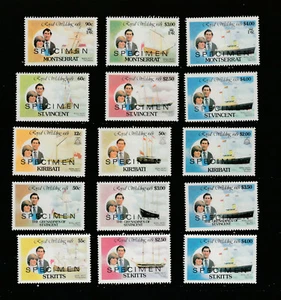 British Colonies 1981 Royal Wedding 5 MNH "Specimen" Sets - Picture 1 of 2