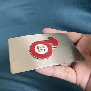 Red & Silver Tone Belt Buckle  - Picture 1 of 2