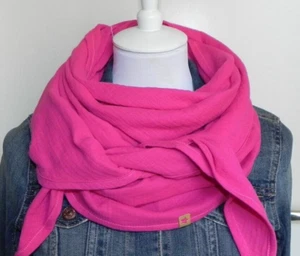 XL Musselin Schal Dreieckstuch ♥ 135 x 135 ♥ Pink ♥ Handmade ♥ Tuch Sommer Schal - Bild 1 von 3