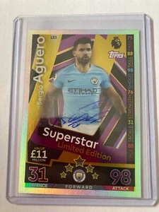 SUPER RARE Match Attax SIGNED AUTOGRAPH Sergio Aguero card - 1 of 150 - Picture 1 of 2