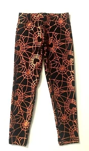 Girls Halloween Leggings Black Orange Foil Printed Spider Webs XS(4-5) XXL(18) - Picture 1 of 5