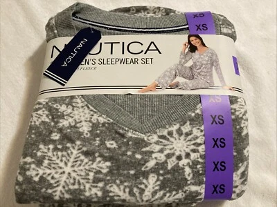 NAUTICA Gris Blanco Copo de Nieve Suave Salón Ropa de Dormir Pijama Conjunto XS NUEVO CON ETIQUETAS Para Mujer  Foto 1 de 4