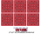 6-Hav-A-Hank XL BIG SUPER OVER-SIZED RED PAISLEY 27"BANDANA Head Neck Face Scarf