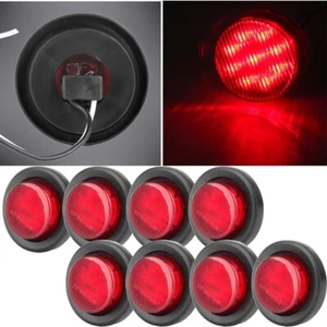 8PCS 2 INCH RED CLEARANCE LIGHT RV TRUCK TRAILER LAMP ROUND SIDE MARKER - Picture 1 of 8