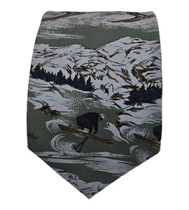 Robert Talbott grüne Skifahren Seidenkrawatte HANDGEMACHT USA 58"/3,7" EC - Bild 1 von 6