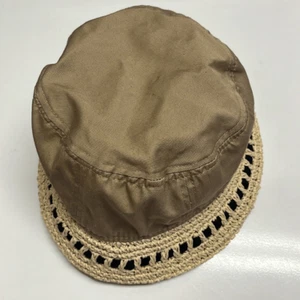 Panama Jack Tan and Cream Protective Bucket Hat with Raffia Ribbon Rim OSFM - Picture 1 of 11