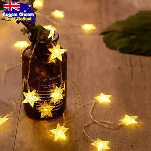 LED Star Fairy Lights 20 LEDs 10 FT Battery Christmas Wedding Warm White - Picture 1 of 12