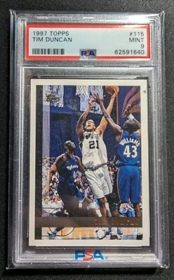 1997-98 Topps #115 Tim Duncan Rookie RC PSA 9 Mint Spurs - Image 1 of 2