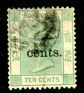 China 1891 Hong Kong 7¢/10¢ Green QV Scott #64 VFU M177 - Picture 1 of 6