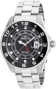 Invicta Pro Diver 17145 Silver 24 Hour GMT SWISS Qtz 47Mm Watch w/DIVE CASE 